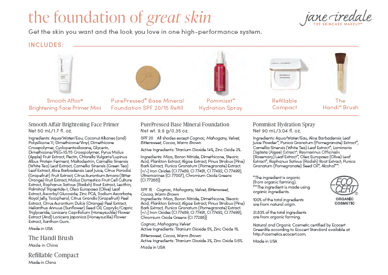 JANE IREDALE SKIN CARE MAKEUP SYSTEM 2.0